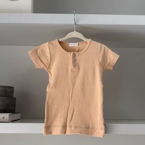 Jamie Kay Peach Ribbed Henley Tee